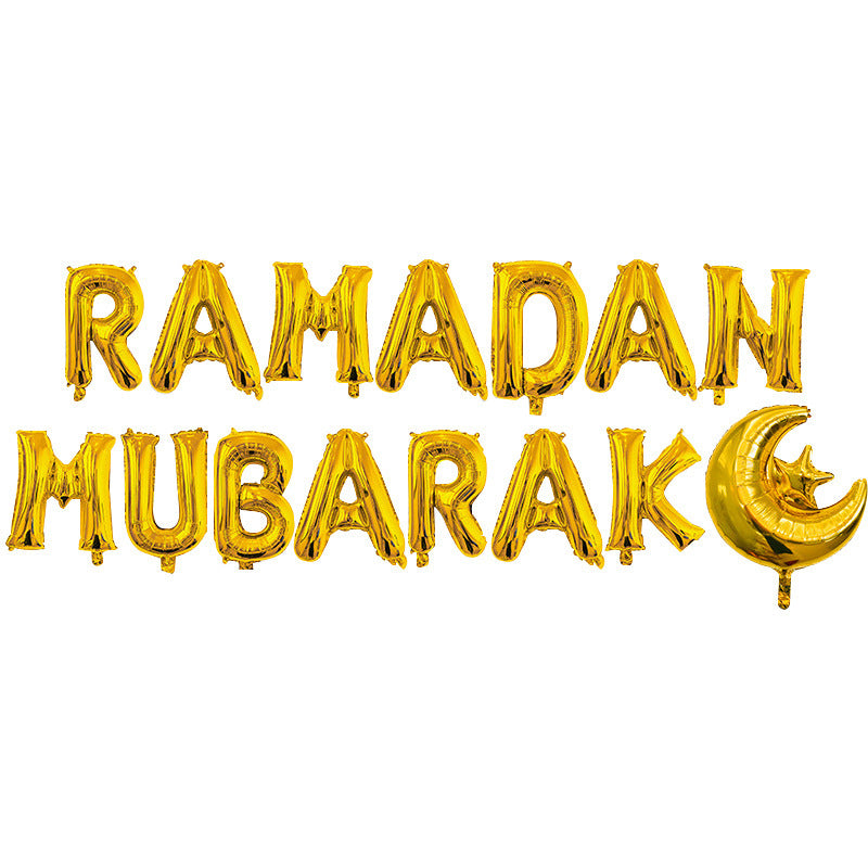 Ramadan Mubarak Foil Balloon Big Crescent Moon Star Foil Balloon Party Decoration Supplies