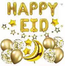Happy Eid Foil Balloon Set Decoration Star Moon Gold