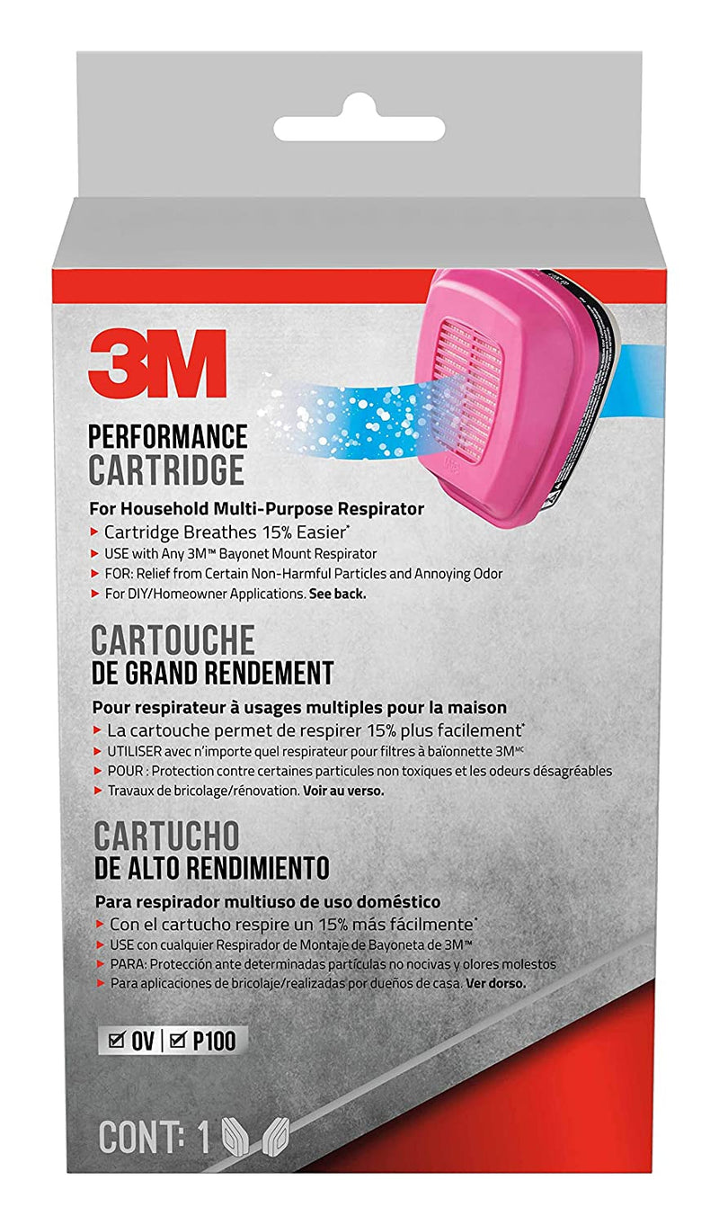3M P100 Replacement Cartridges for Household Multi-purpose Respirator, 2 Cartridges (1-Pair)