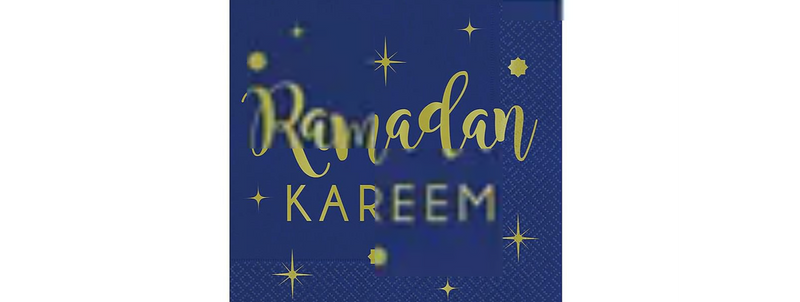 Ramadan Kareem Beverage Napkins, Blue/Gold, 16-pk