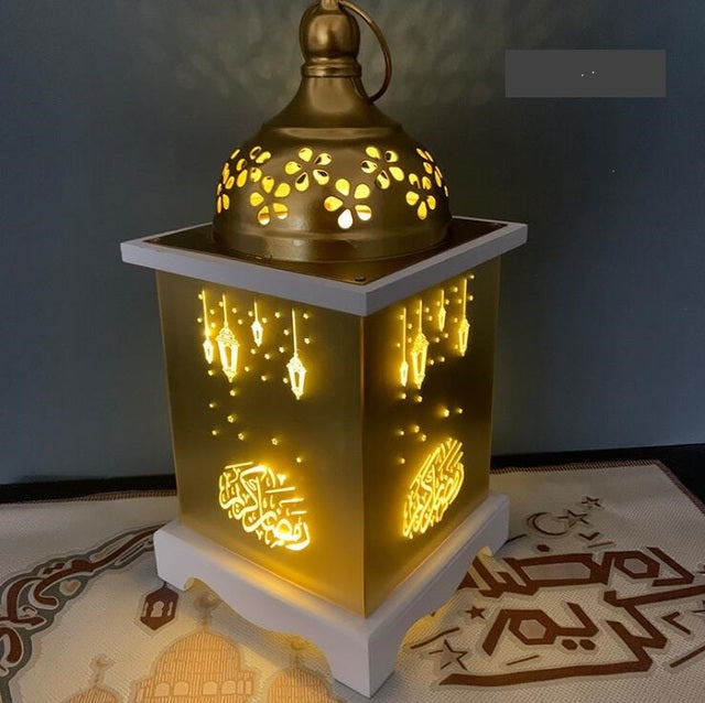 LED Ramadan Iron Lantern Wind Light Ornaments for Home Eid Mubarak Islamic Festival Party Decoration Design 1