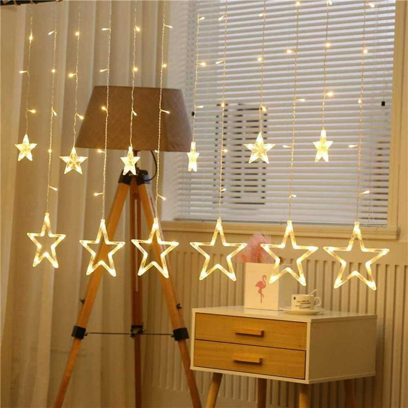 Twinkle LED Star Curtain Warm White String Light, 3.5 Meters long & 8 Flashing Modes