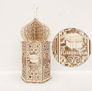 Wooden Lantern with LED Night Light, Kaaba Decoration Ornament , 35X15X15cm