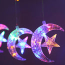 Twinkle LED Moon With Star Curtain Multi Color String Light, 3.5 Meters 8 Flashing Modes