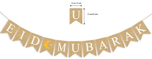 Eid Mubarak Banner Party Decoration Supplies Burlap (Ramadan Eid Event )