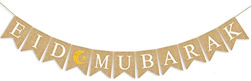 Eid Mubarak Banner Party Decoration Supplies Burlap (Ramadan Eid Event )