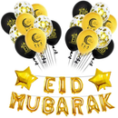 Eid Mubarak Foil Balloon Set Decoration Gold and Black