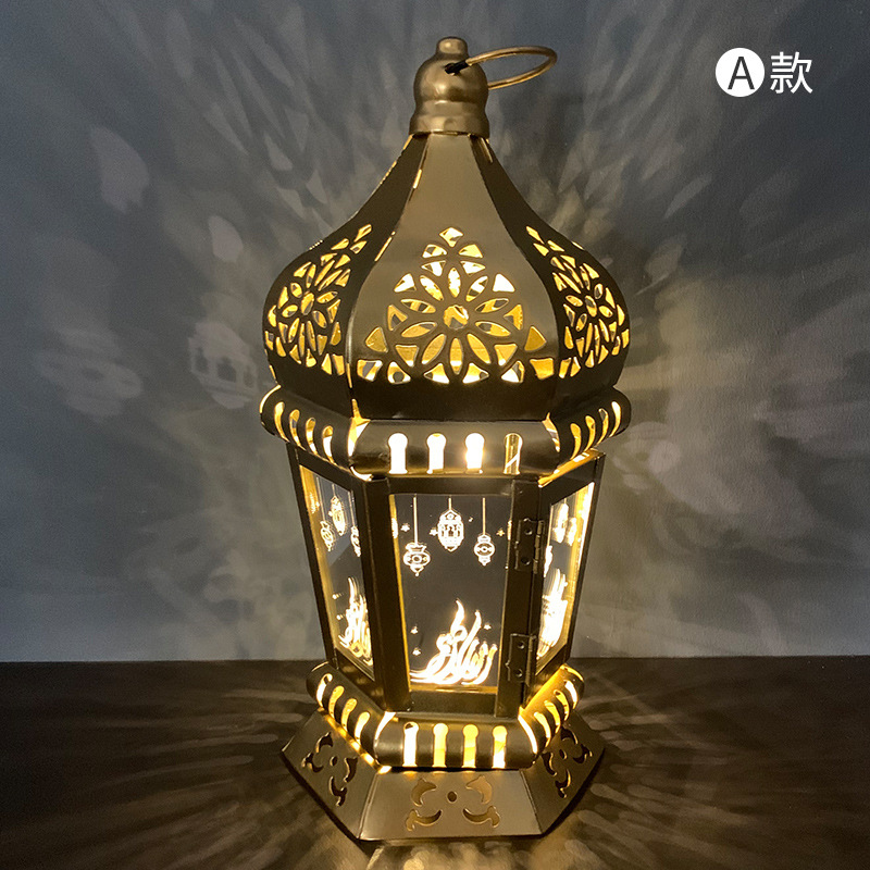 Ramadan Lamp EID Mubarak Party Fanous LED Hanging Lantern Warm Lights for Muslim Event Decorations