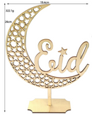 Muslim Eid Celebration Wooden Decorative Stand Sign Home Desktop Decoration