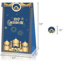 Pack of 12 Eid Mubarak Gift Bag  Blue and Green Plus Bonus of Beautiful Islamic Design Stickers