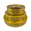Ramadan Eid Plate Iron Serving Food Tray Eid Ramadan Round Dessert Holder Ramadan Mubarak Eid Party Supplies 3 Pcs