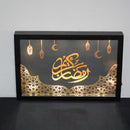 Ramadan Kareem Framed Mirror Black Eid Hanging Decorative Lamp Night Light Home Desktop