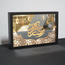 Ramadan Kareem Framed Mirror Black Eid Hanging Decorative Lamp Night Light Home Desktop