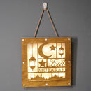 Eid Mubarak Wooden Framed Eid Hanging Decorative Lamp Night Light Home Desktop