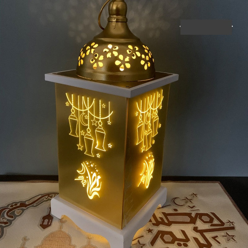 LED Ramadan Iron Lantern Wind Light Ornaments for Home Eid Mubarak Islamic Festival Party Decoration Design 2