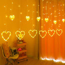 Twinkle LED Heart Curtain Warm White String Light, 3.5 Meters 8 Flashing Modes