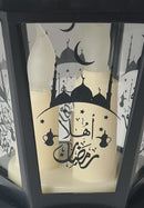 Ramadan Lamp Black Fanous LED Hanging Welcome Ramadan Eid Mubarak Lantern Warm Lights for Muslim Event Decorations