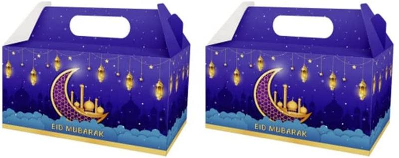 Pack of 12 Eid Mubarak Small Gift Bag Party Decoration Supplies Blue ( Ramadan Eid Event)