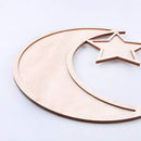 Wooden Moon Star Shaped Tray Ramadan Kareem Decoration for Home Eid Mubarak Gift Box Dessert Tray Craft Islam Muslim Party