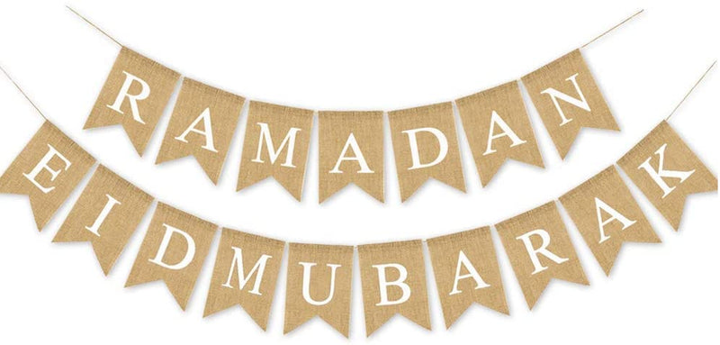 Ramadan Eid Mubarak Banner Party Decoration Supplies Burlap