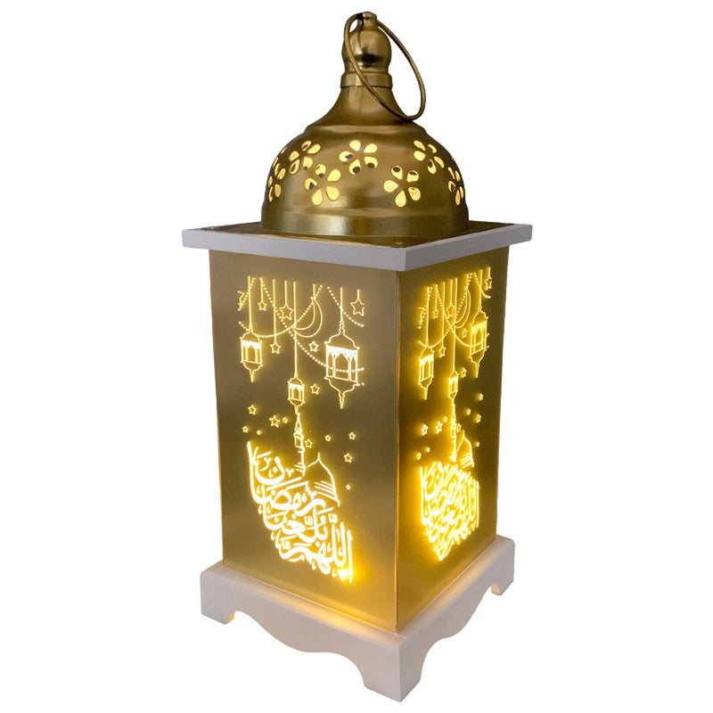 LED Ramadan Iron Lantern Wind Light Ornaments for Home Eid Mubarak Islamic Festival Party Decoration Design 3