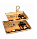 Ramadan Kareem Double Tray Eid Tiered Serving Platters for Kitchen Table Décor for Ramadan Kareem  and Eid Mubarak Celebration
