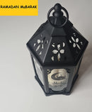 Ramadan Mubarak Lamp Black Fanous LED Hanging Lantern Warm Lights for Muslim Event Decorations