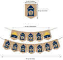 Eid Mubarak Mosque Banner Party Decoration Supplies Blue And Beige