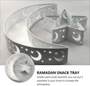 2 Pcs Ramadan Moon Star Shape Serving Tray Metal Eid Mubarak Dessert Pastry Tray Fruit Storage Plate Food Serving