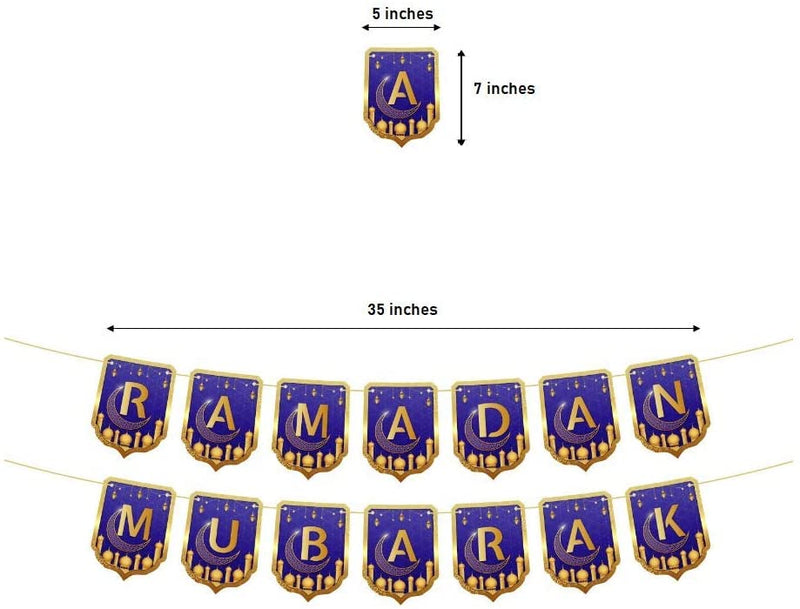 Ramadan Mubarak Banner Party Decoration Supplies Blue And Yellow
