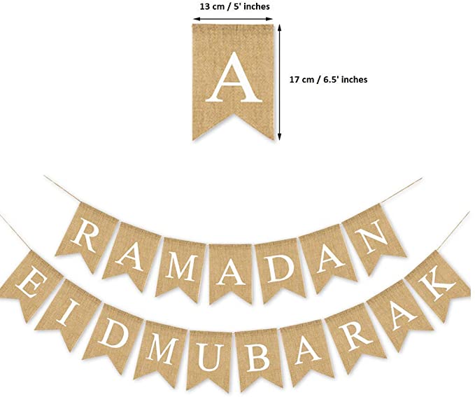 Ramadan Eid Mubarak Banner Party Decoration Supplies Burlap