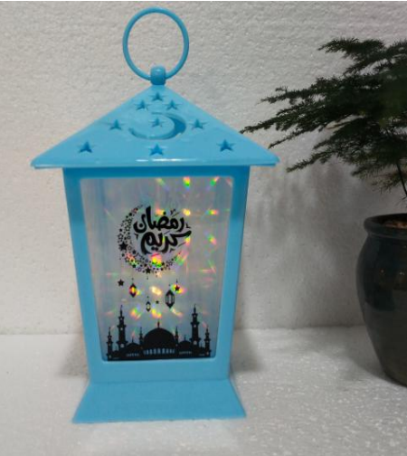 Fanous Ramadan Lantern with LED Decorative Hanging Lantern for Home Table Decoration (blue)