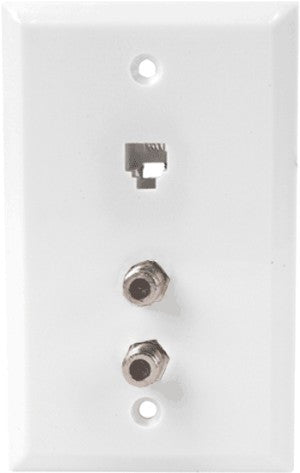 Dual Coax w/ Phone RJ-11 Wall Plate High-Freq White