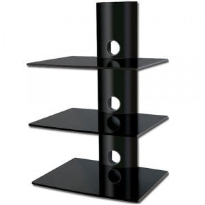 BEST 3-Tier DVD/Receiver/STB Wall Mount Glass Shelf Unit - Up to 66 lb (30 kg)