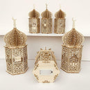 Wooden Lantern with LED Night Light, Mosque Home Decoration Ornament , 35X15X15cm
