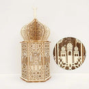 Wooden Lantern with LED Night Light, Mosque Home Decoration Ornament , 35X15X15cm