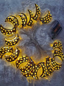 SKN Golden moon Shape LED Light String, 3 Meters Long With 20 Pcs Of Warm White Lights, For Ramadan And Eid