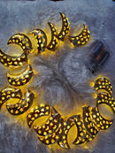 SKN Golden moon Shape LED Light String, 3 Meters Long With 20 Pcs Of Warm White Lights, For Ramadan And Eid