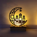 Wooden Hanging Pendant Plate, Mosque with 6 LED String Light Ornament, 15x6x19cm