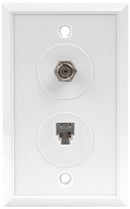 Single coax w/ RJ-11 Phone Wall Plate - White