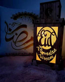 Wooden Lantern with LED Night Light, Decoration Ornament , 38X16X16cm Design 1