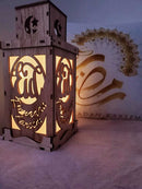 Wooden Lantern with LED Night Light, Decoration Ornament , 38X16X16cm Design 1